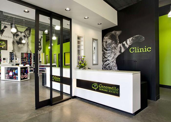 The lobby of the Greenville Humane Society is designed to be a retail destination for animal-lovers